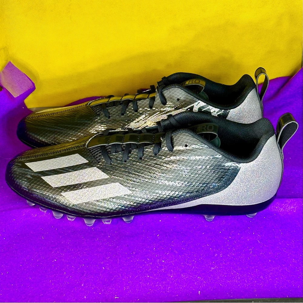 New Men's Adidas Adizero Spark Football Cleats GV9085 Black / Silver Size 13